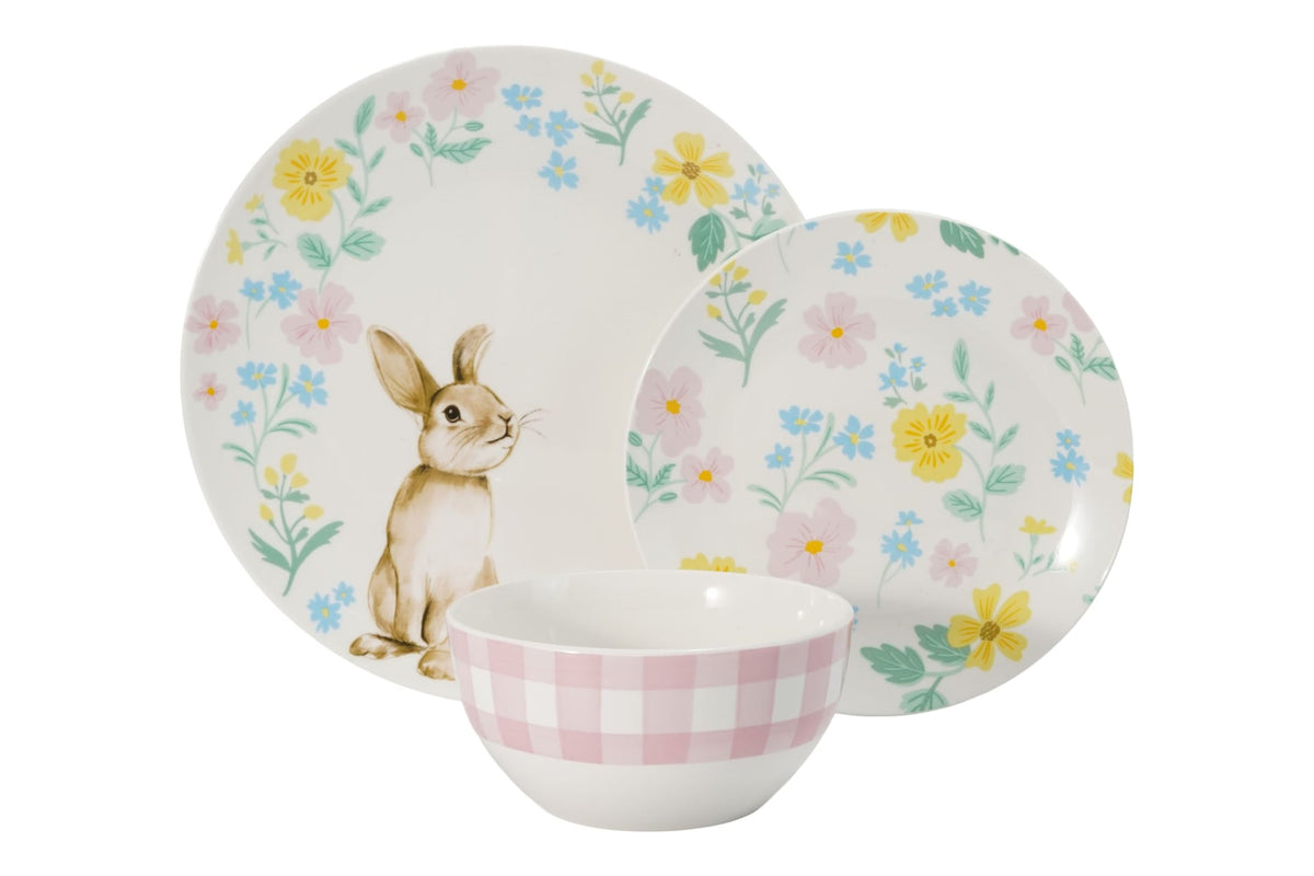 & Co Spring Bunny Porcelain Dinnerware Set, Serves 4, 12-pc, Spring Floral E3S7 - product image 1