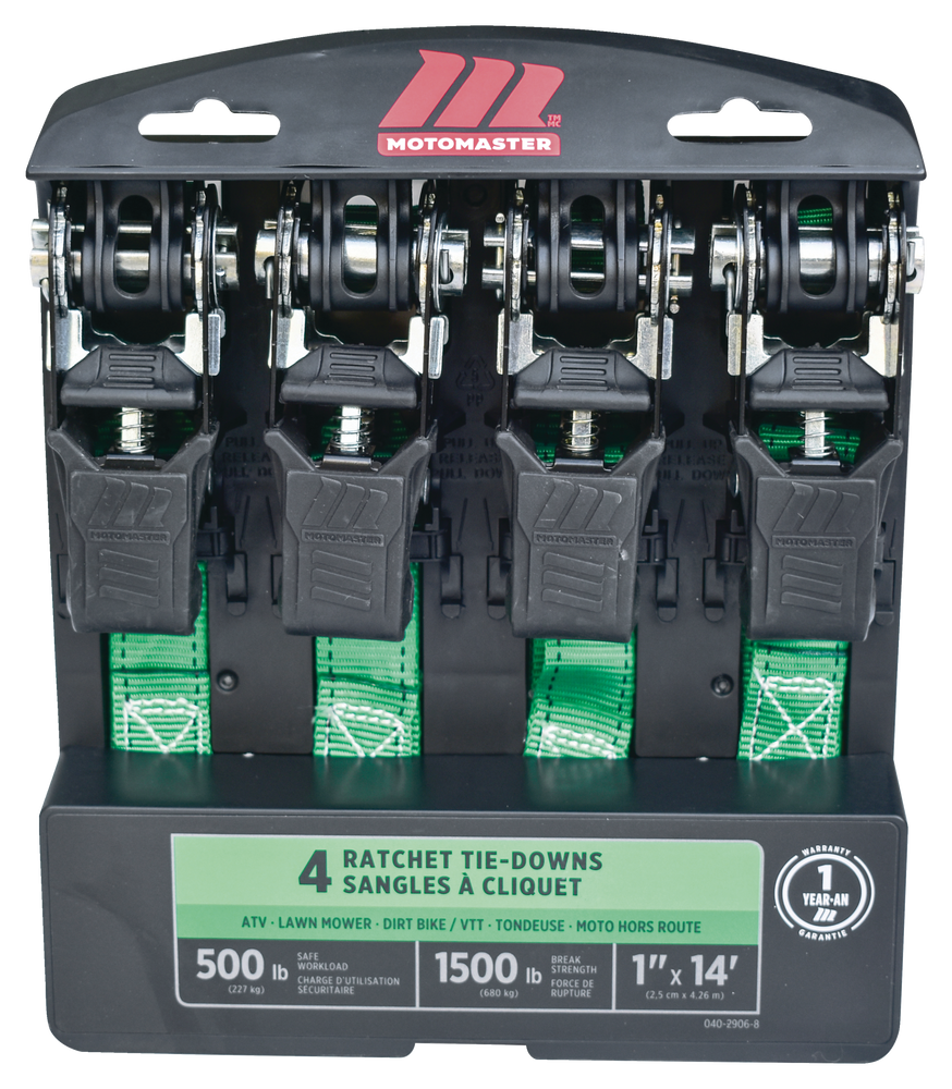 1,500-lb Padded Ratchet Tie Down Straps, 1-in x 14-ft, 4-pk X2F7 - product image 4