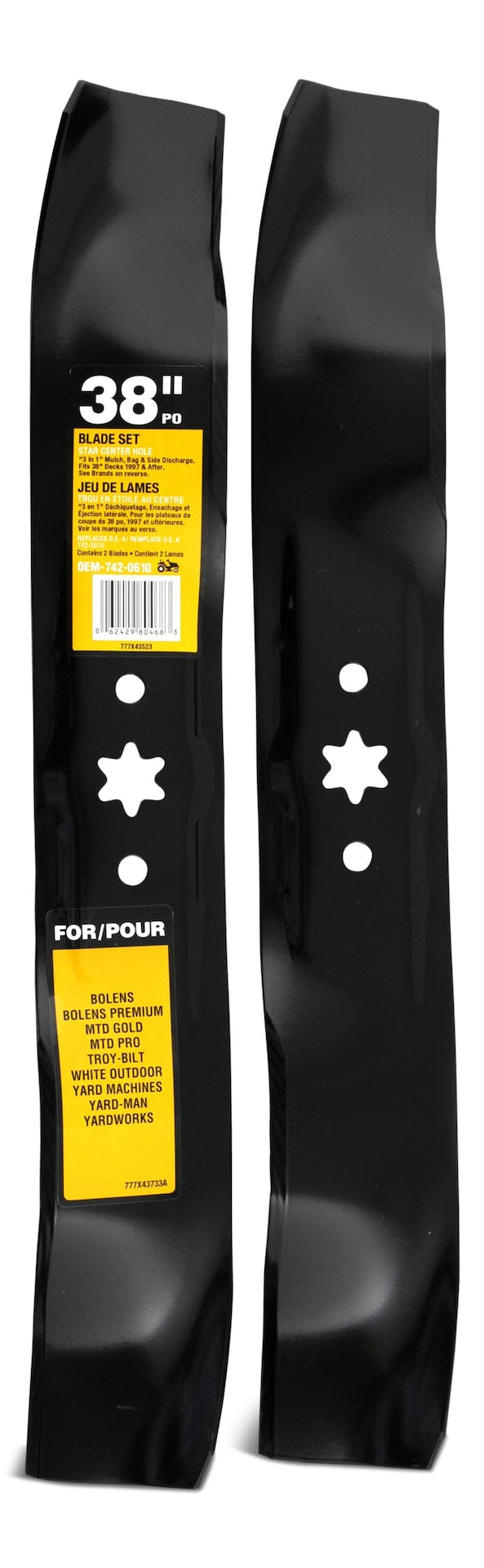3-in-1, 2-Blade Replacement Set for 38-in Lawn Tractor Cutting Decks, Black L6U7 - product image 2