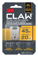 3M Claw DrywAll Picture Hanger, 45-lb Capacity, 3 Hangers per Pack M5U7 - product image 1