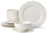 Highbury Ribbed New Bone Dinnerware Set, Serves 4, 12-pc, White K9B0 - product image 1