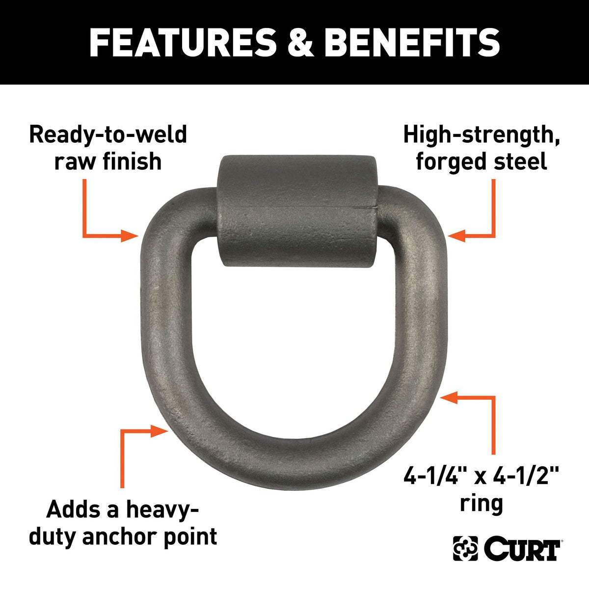 83760 3 x 3-in Weld-On Tie-Down D-Ring (8,833 lbs, Raw Steel) U4B5 - product image 2