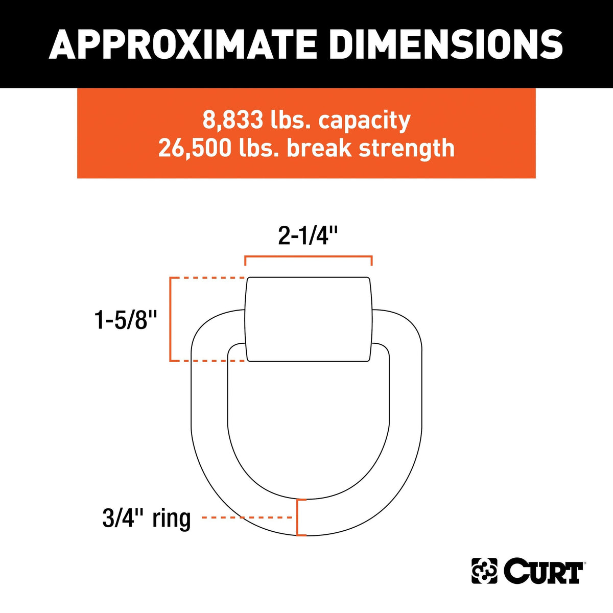 83760 3 x 3-in Weld-On Tie-Down D-Ring (8,833 lbs, Raw Steel) U4B5 - product image 3
