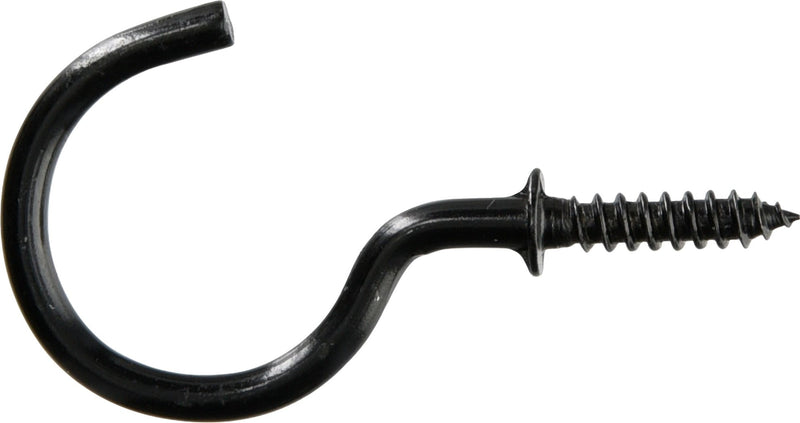 Mug Cup Hook, Half Hook Half Screw, Black, 7/8-in, 40-pk D1H8