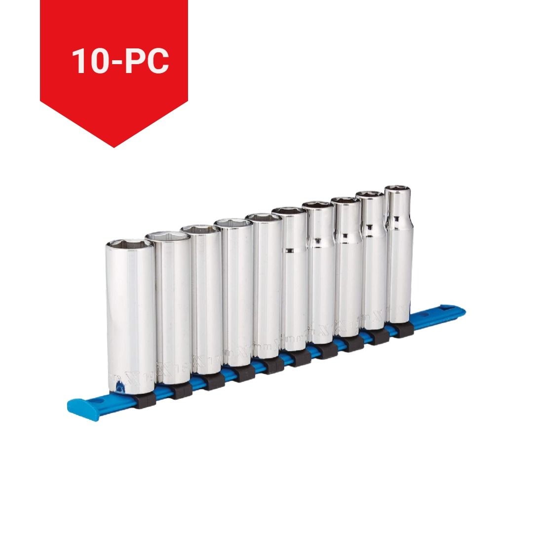 1/2-in Drive 6 Pt. Deep Socket Set, Metric, Nickel-Chrome Plating, 10-pc M8B8 - product image 3
