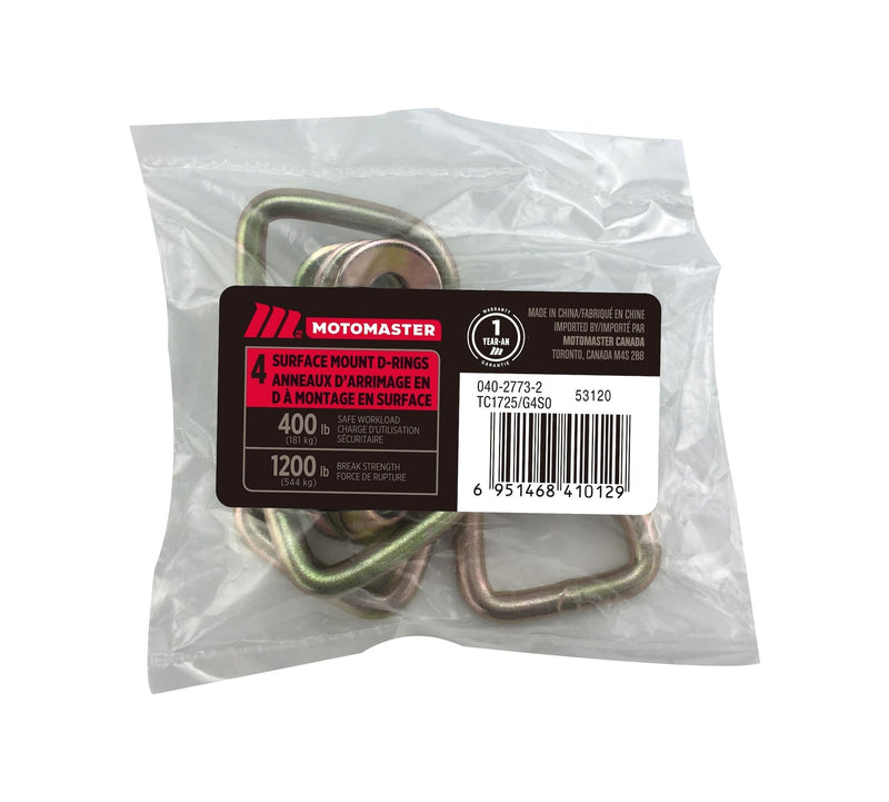 1,200-lb Light Duty D-Ring, Surface Mountable, 4-pk V0J1