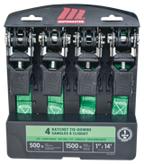 1,500-lb Padded Ratchet Tie Down Straps, 1-in x 14-ft, 4-pk X2F7 - product image 4