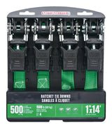 1,500-lb Padded Ratchet Tie Down Straps, 1-in x 14-ft, 4-pk X2F7 - product image 5