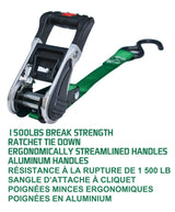 1,500-lb Ratchet Tie Down, with Padded D-Handle, 1-in x 14-ft, 4-pk, Green I3K3 - product image 5