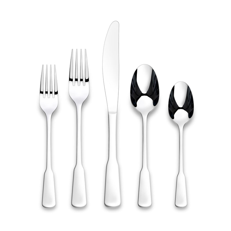 Morell Modern Paddle Mirror Finish Stainless Steel Flatware Set, Serves, 20-pc D9E5