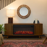 Flame Morris Media Indoor Electric Fireplace TV Stand, 72-in, 1500W, Includes Remote Control & Firebox, Vintage Black Maple P6Q2 - product image 4