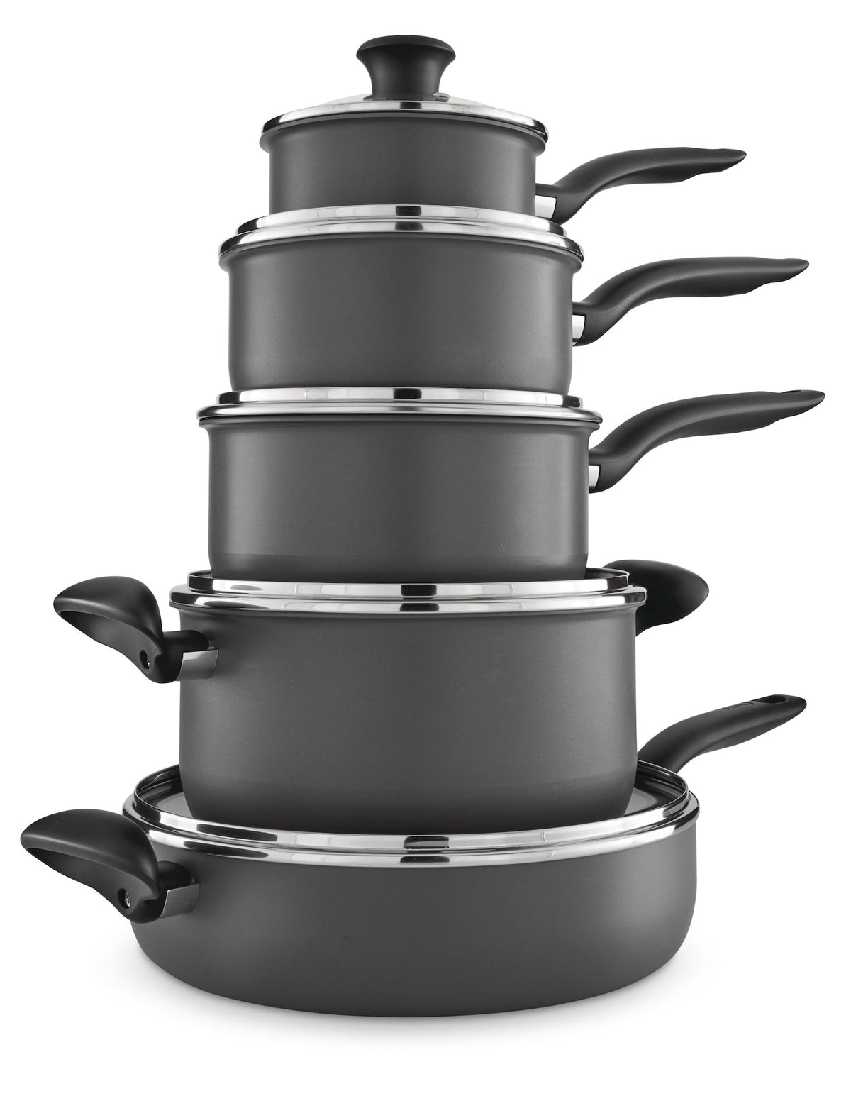 Hard Titanium Cookware Set, Non-stick, Dishwasher & Oven Safe, Grey, 10-pc A2F8 - product image 2
