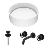 Anvil MatteStone Round White Composite Bathroom Sink/Basin Set with Cass Wall Mount Faucet and Pop-Up Drain G2A2 - product image 2